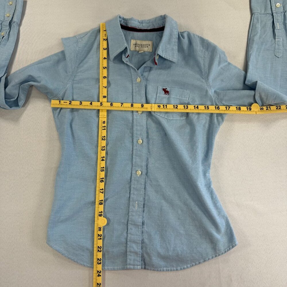 Abercrombie and Fitch - Chambray Button Up Top Women's Size Med Y2K Denim - Picture 9 of 9